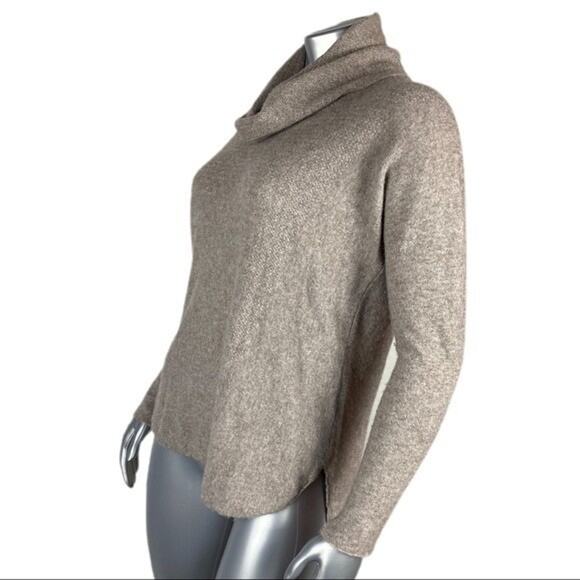 Cynthia Rowley Sweater Mock Cowl Turtleneck Beige Tan Knit Pullover Cashmere L - Picture 3 of 9